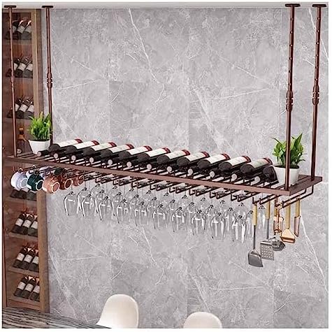 Brass Hanging Wine Rack with Adjustable Booms