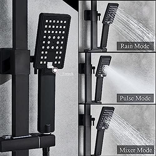 TECKI Rainfall Shower Faucet System with Handheld and Wall-Mounted Mixers Matte Black