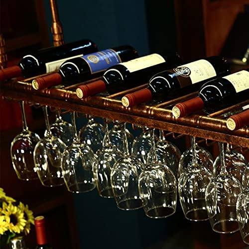 Ceiling Hanging Bar Wine Rack with Glass Holder