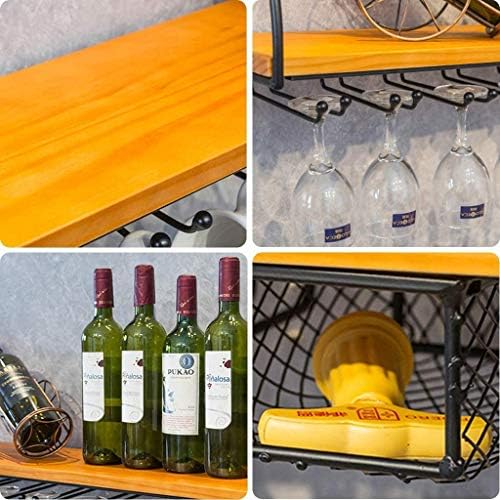 ZJDYDY Wall Mounted Wine Racks - Rustic Metal Wood Storage Organizer