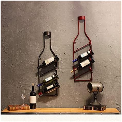 ALDEPO Wall-Mounted Wine Rack Retro Industrial Style Red
