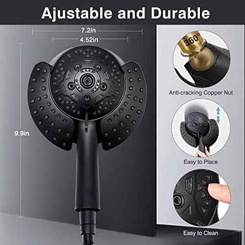 INAVAMZ 2-IN-1 Shower Head Combo with 60 Hose and 10 Settings