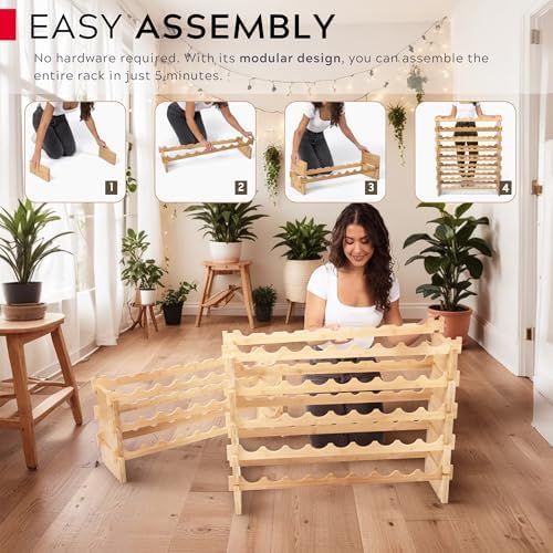 DECOMIL 8-Tier Bamboo Wine Rack 72 Bottle Capacity
