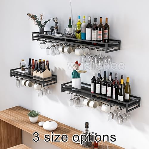 Whalebee Wall Mounted Wine Glass Rack 5 Rows Black