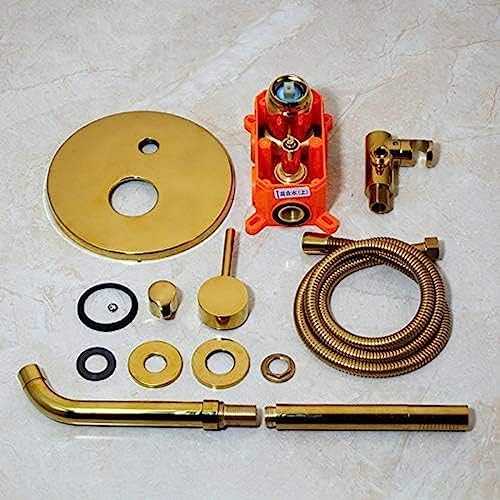 TECKI Brushed Gold Brass Bathroom Shower Set