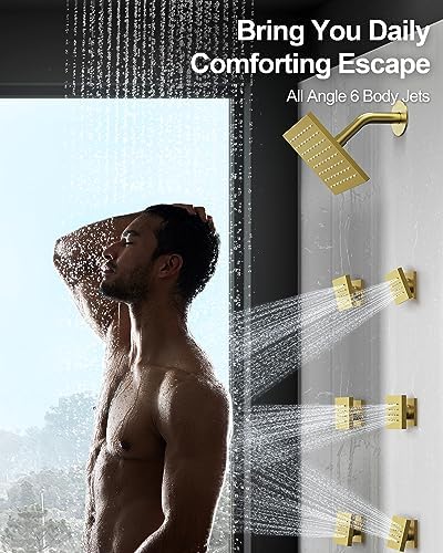 GRANDJOY Brushed Gold Thermostatic Shower System