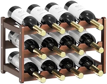CAMOAT 3-Tier Bamboo Wine Rack for 12 Bottles