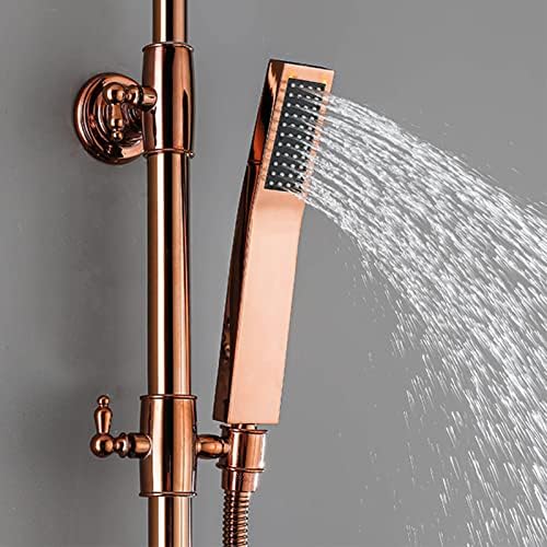 Rose Gold Exposed Shower Faucet Set with Handheld and Bidet Sprayer