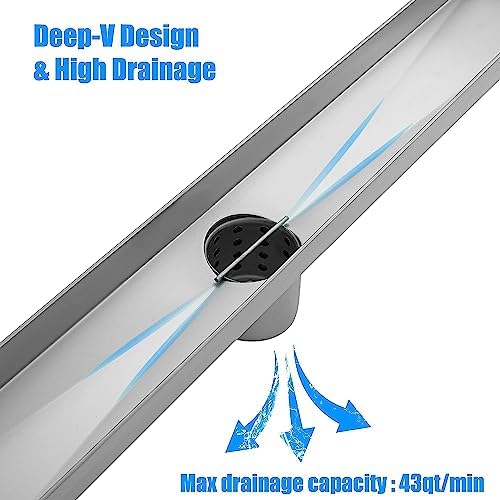 48 Inch Linear Shower Drain with Removable Panel