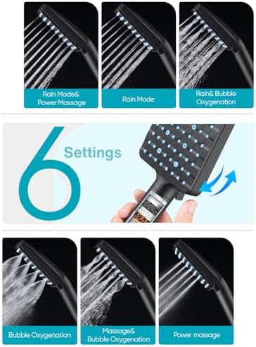 Cobbe Matte Black Handheld Shower Head with 6 Spray Modes