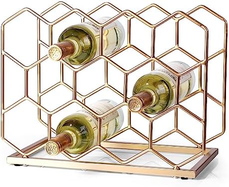 Drincarier 14 Bottle Gold Metal Wine Rack - Modern Freestanding Tabletop Display