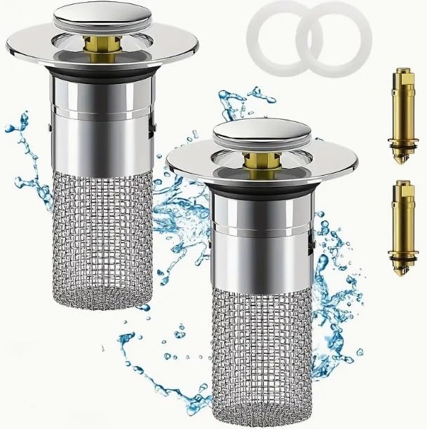 2 Pack Pop-up Drain Strainer with Hair Catcher Basket