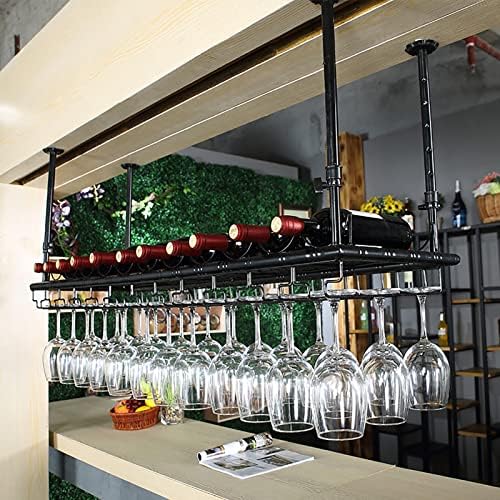ZJDYDY Wall-Mounted Wine Rack with Bottle Holder Black 60x35cm