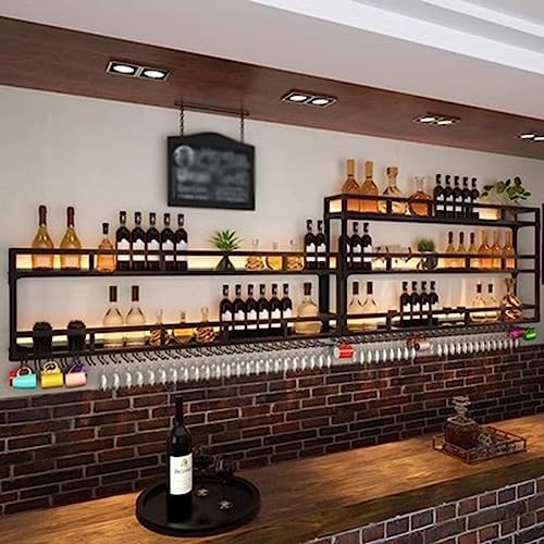 SilteD Wall-Mounted Wine Rack with LED Industrial Style