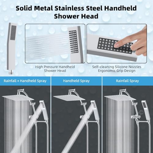 Hibbent All Metal Rainfall Handheld Shower Combo 1