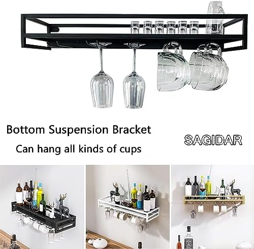 Wall Mount Floating Wine Rack - 6080100cm BlackWhiteGold