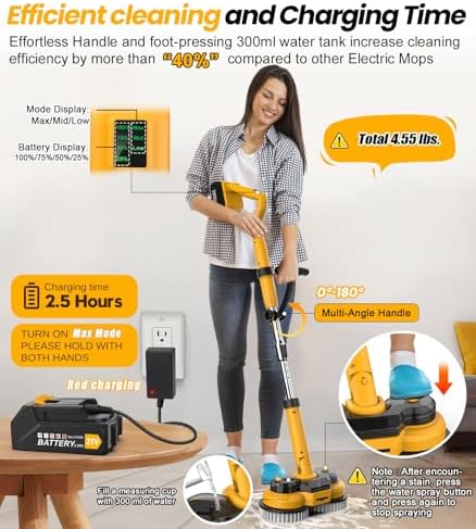 Qimedo 6000mAh Battery Electric Mop M1 with 800RPM