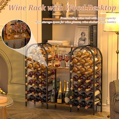 X-cosrack 40 Bottle Wine Rack with 2 Wooden Desktops