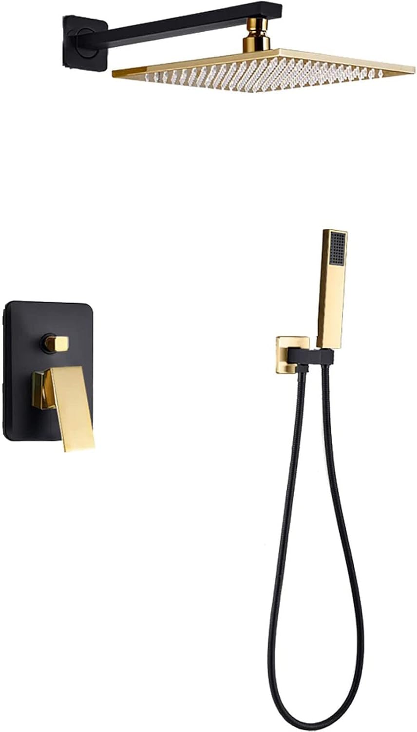 Black Gold Rain Shower System with Handheld 1