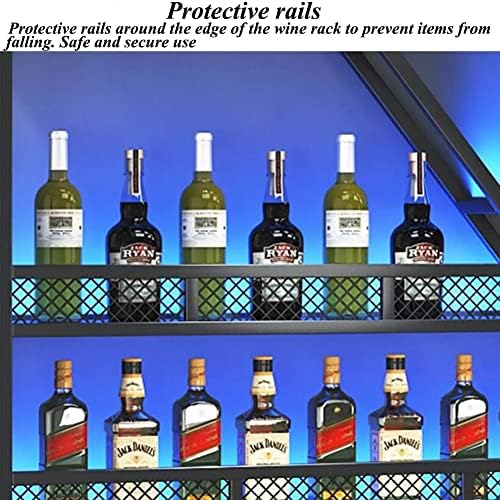 LED Wall Mounted Wine Rack with Light - Gold