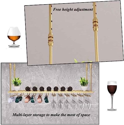 Brass Hanging Wine Rack with Adjustable Booms