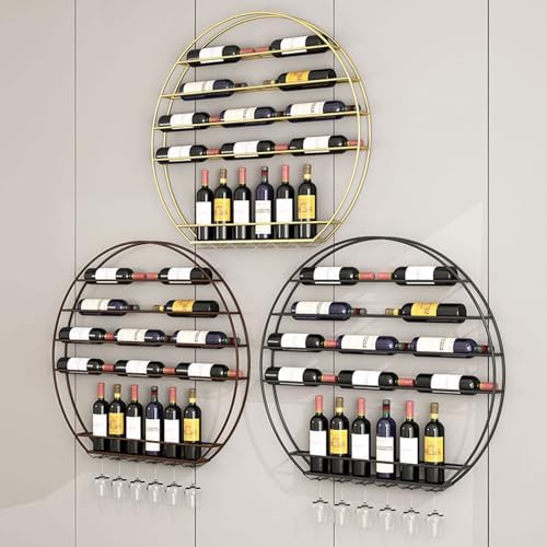 HUHJYUGE Wall-Mounted Wine Rack with Gold Finish