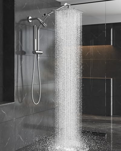 Veken 10 Inch All Metal Rain Shower Head with Handheld Spray Combo