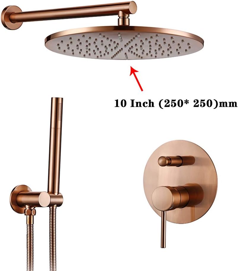 Brushed Rose Gold Brass Shower Trim System Set