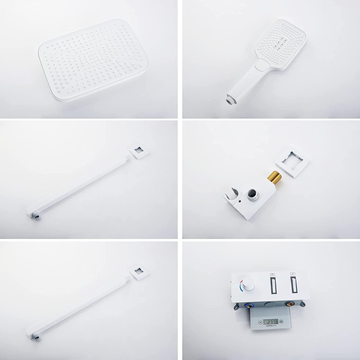 White Brass Rainfall Shower System Set
