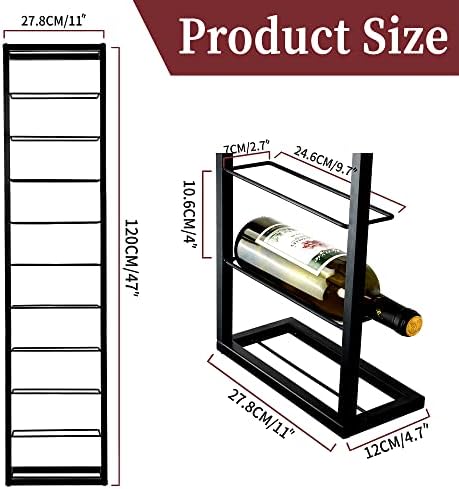 AQAREA Wall Mounted Wine Rack - 10 Bottle Metal Holder Black