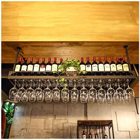ZJDYDY Adjustable Ceiling Wine Rack with Retro Design