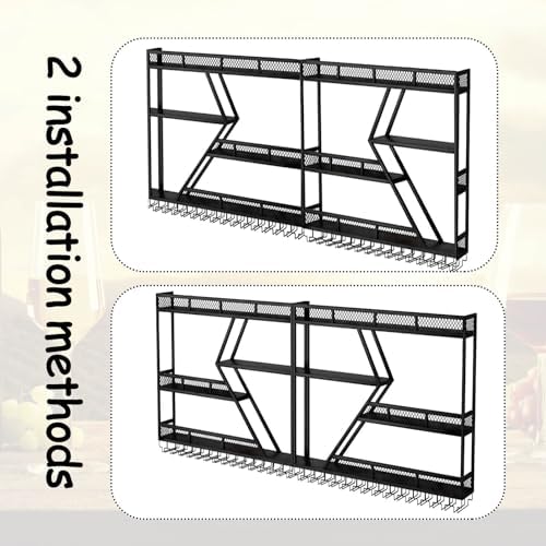 RAJYQODIS Wall-Mounted Wine Rack with Stemware Storage