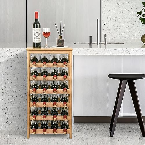 VASMIA 6-Tier Bamboo Wine Rack for 24 Bottles