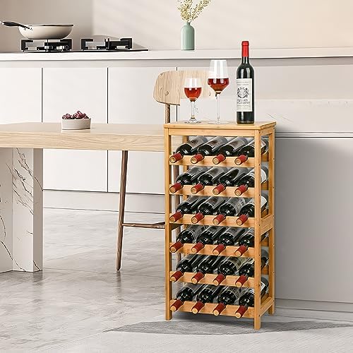 VASMIA 6-Tier Bamboo Wine Rack for 24 Bottles