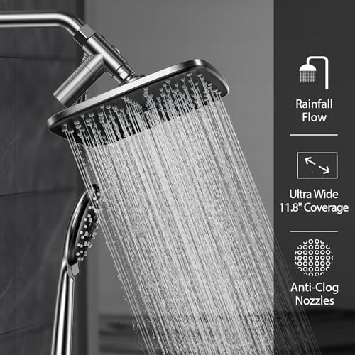 Veken 118 Inch Rain Shower Head with 5 Modes and 70 Hose