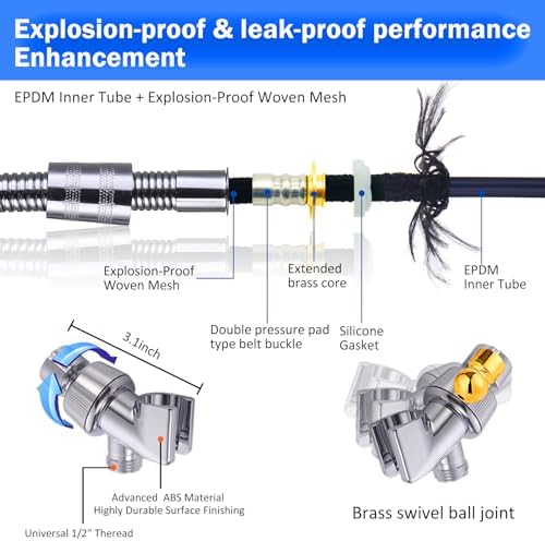 High Pressure Turbo Fan Shower Head with 79 Inch Hose and Bracket