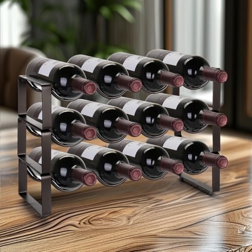 Carperipher 3 Tier Metal Wine Rack with 12 Bottles Capacity