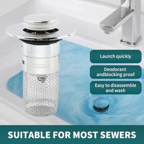 EMVANV 2pcs Sink Drain Strainer with Hair Catcher