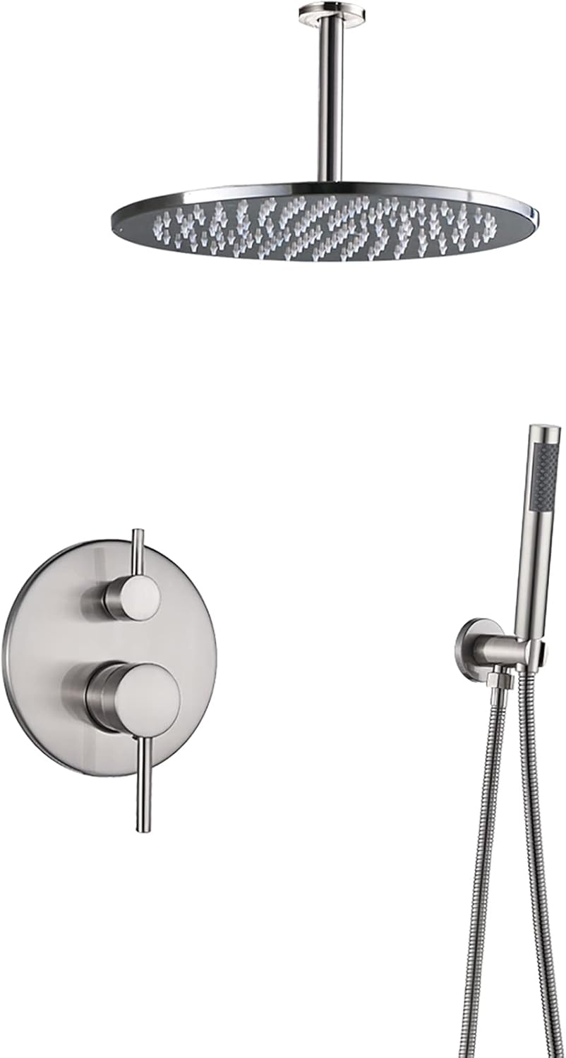 Chrome Shower Fixtures System with Rain and Handheld Shower