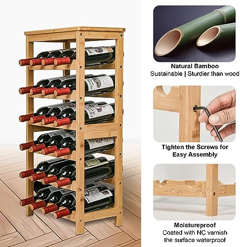 VASMIA 6-Tier Bamboo Wine Rack for 24 Bottles
