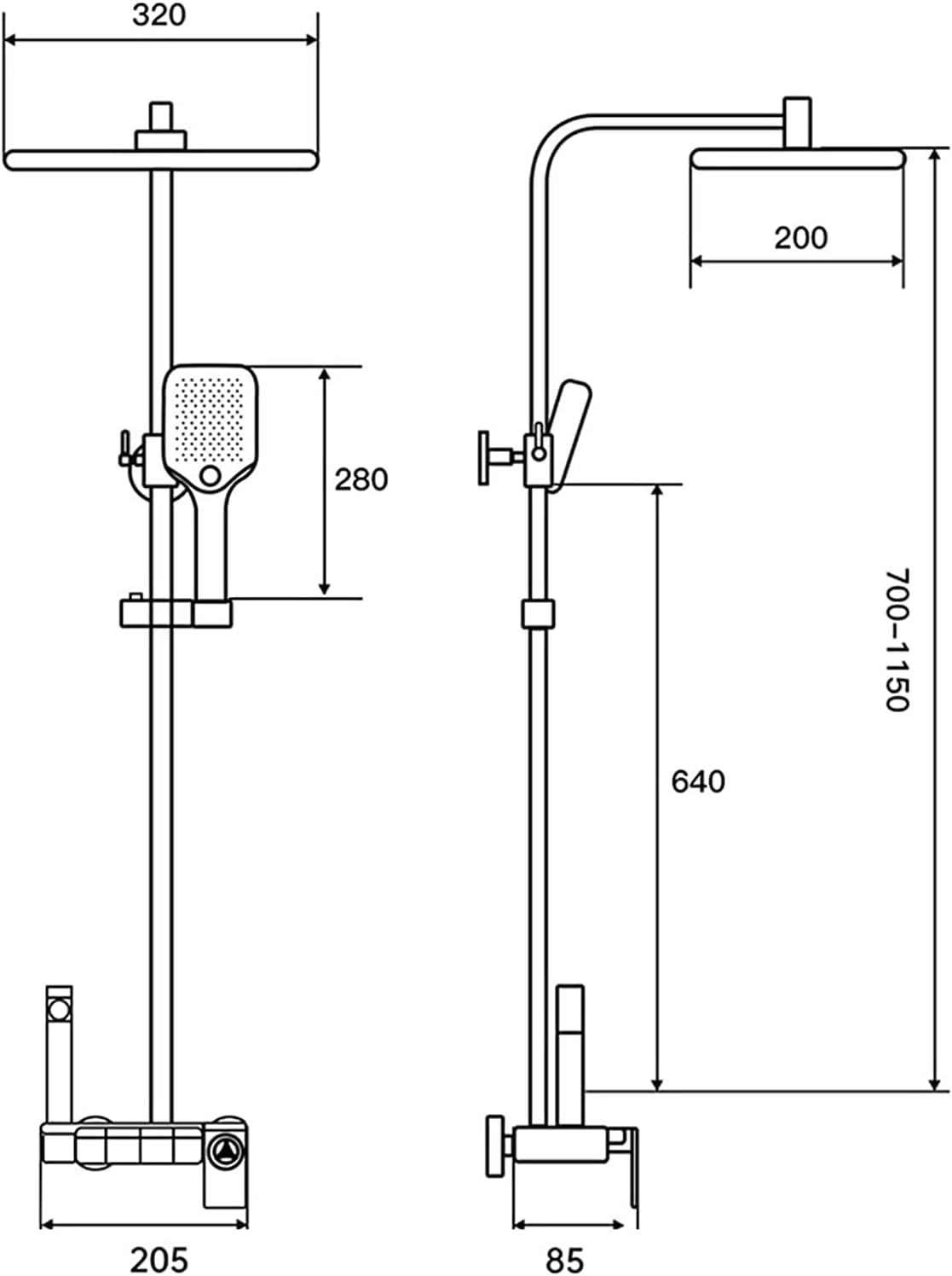 Thermostatic Shower System with 3 Functions Handheld Waterfall Rain and Bidet