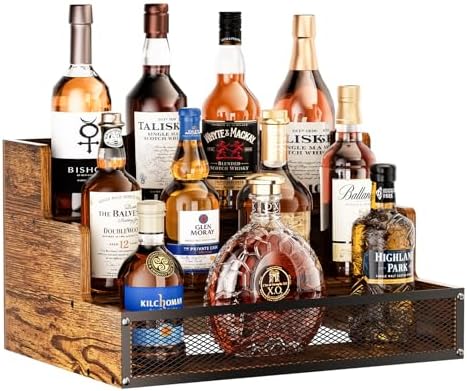 3 Step Wooden Liquor Display Shelf with Fences