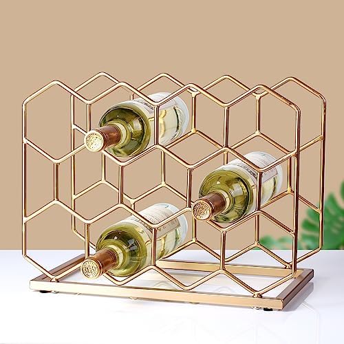 Drincarier 14 Bottle Gold Metal Wine Rack - Modern Freestanding Tabletop Display