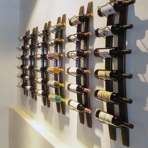 Wall Mounted Wine Rack 6 Bottle Storage with Iron Frame