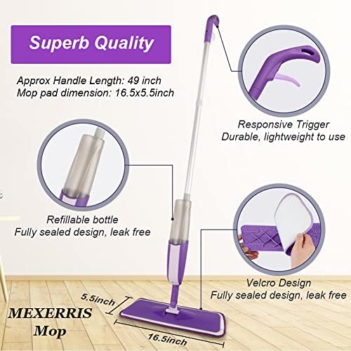MEXERRIS Spray Mop with 3 Pads Refills for Wood Floor Cleaning