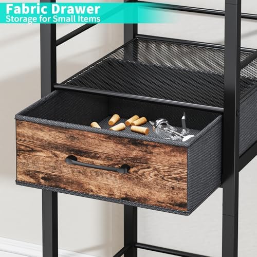 HapiRm 4-Tier Freestanding Wine Rack with Fabric Drawer