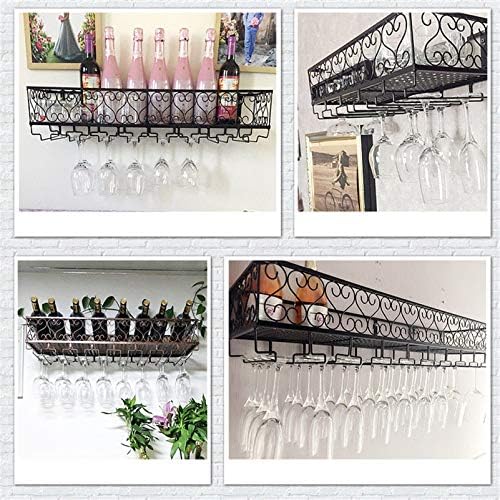 CGF- Wall Mounted Wine Rack with Iron Shelves and Glass Holders