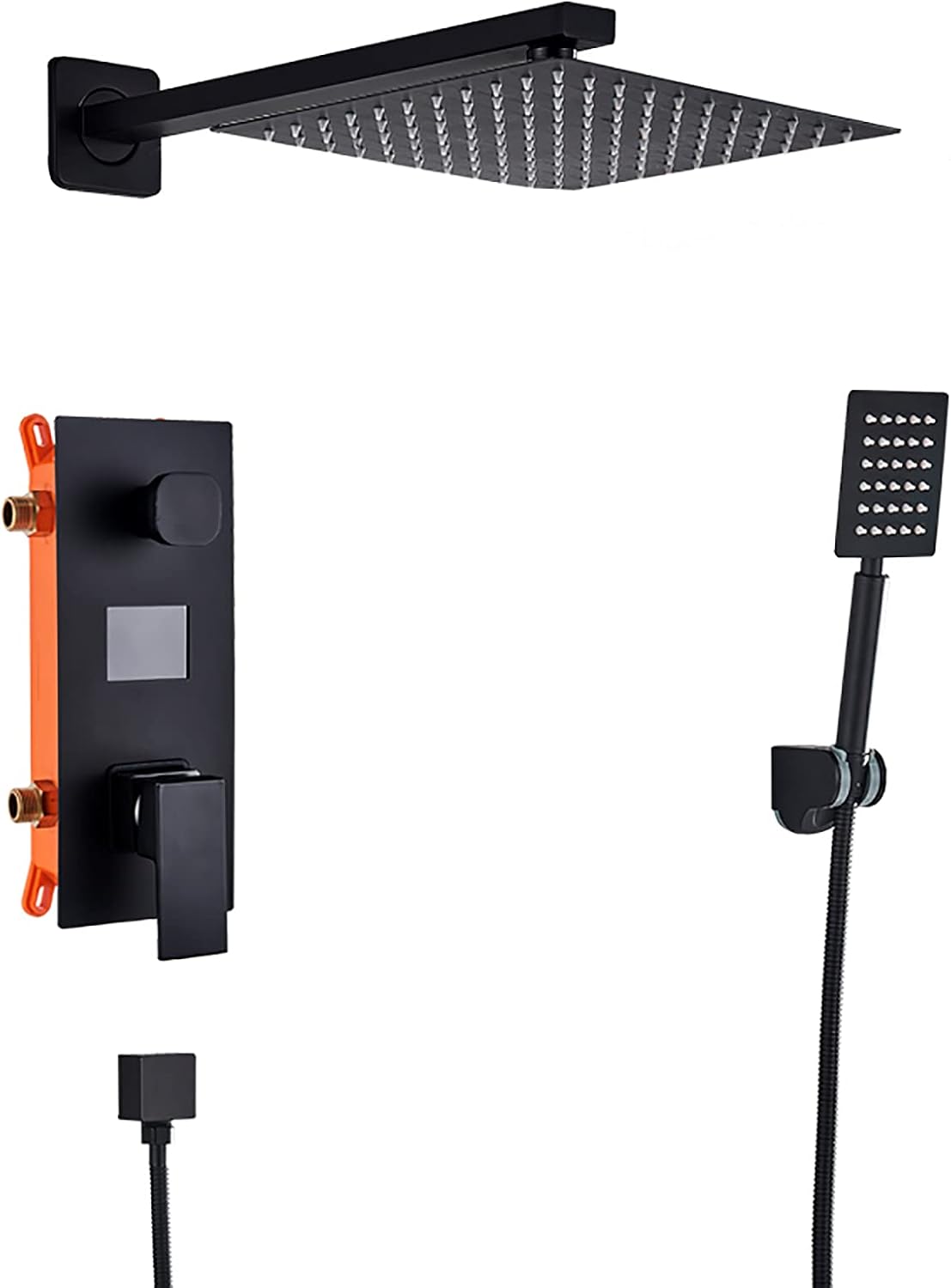 Wall Mounted Matte Black Shower Combo Set with LED Digital Display