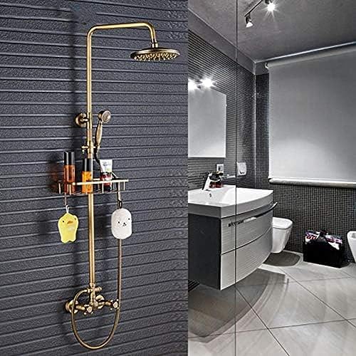 TECKI Antique Brass 8 Rainfall Shower Set with Handheld Sprayer