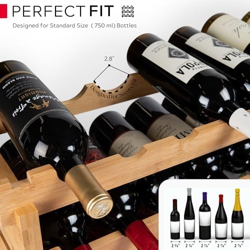 DECOMIL 8-Tier Bamboo Wine Rack 72 Bottle Capacity